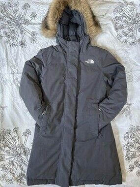 The North Face Women's Arctic Parka 550 Down DryVent Coat Gray Size S